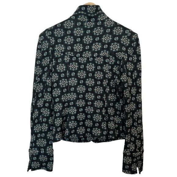 Diane von Furstenberg Geometric Print Wool Blend Military Button Blazer Jacket S - Picture 2 of 10